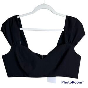 Zara black crop top with zipper Size Large NWT Sweetheart neckline